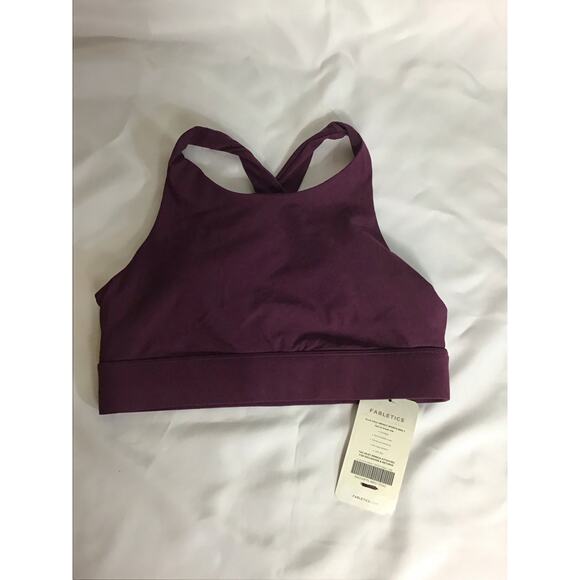 Fabletics Women Sport Bra Sz.Med Purple Ella High Impact Racerback Gym Workout - Picture 2 of 8